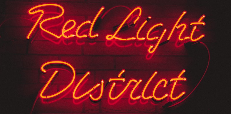 Neon Red Light District dans les rues d'Amsterdam aux Pays-bas