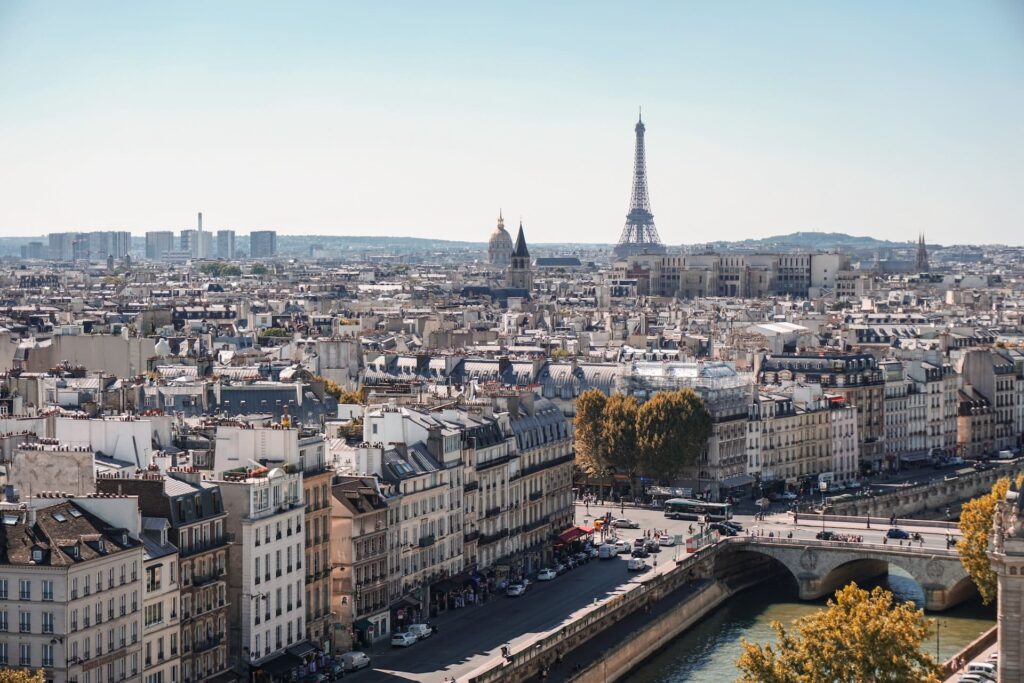 Vue des toits de Paris avec la Tour Eiffel en arrière-plan