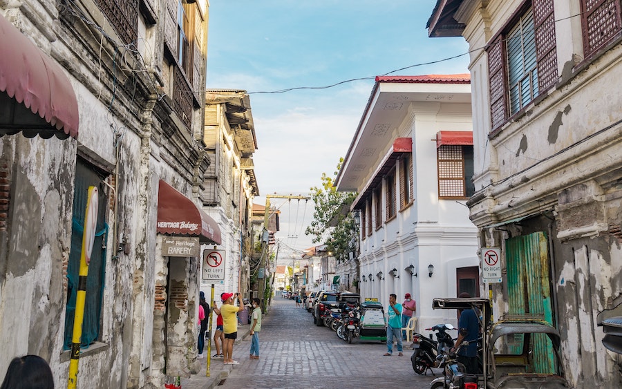 Rue de la ville de Vigan aux Philippines