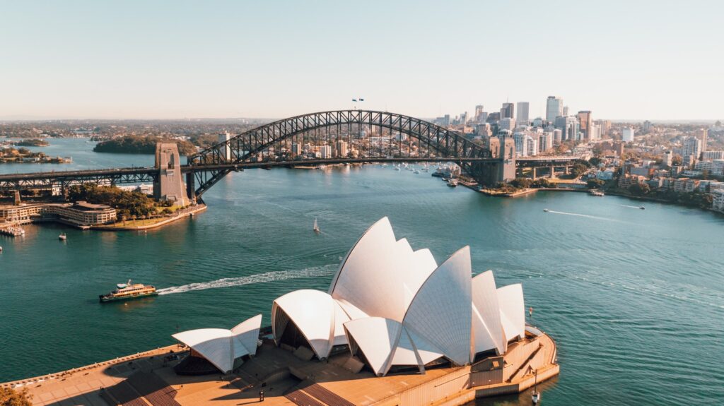 Vue aérienne de l'Opéra de Sidney en Australie